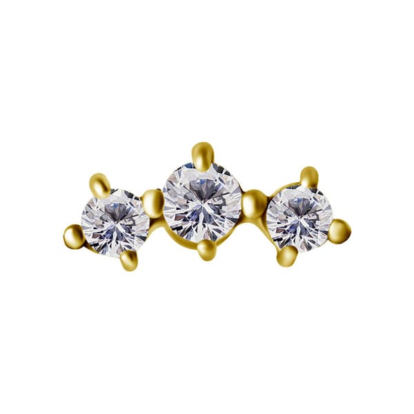 Insticksmutter - kluster med vita zirkoner - CoCr NF - guld - PI-058