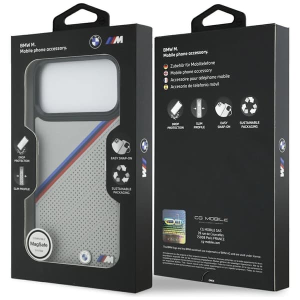 BMW M Tricolor Metal Logo MagSafe-cover til iPhone 17 Pro Max - Grå