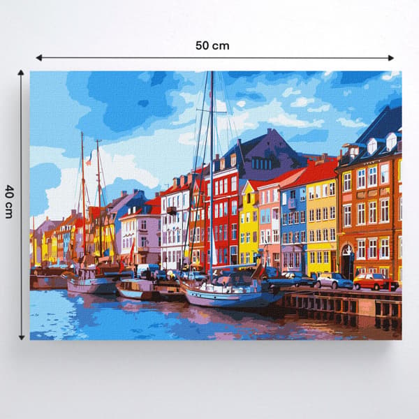 MALING EFTER TAL MED RAMME Billeder til maleri - Charmerende by 50x40 cm