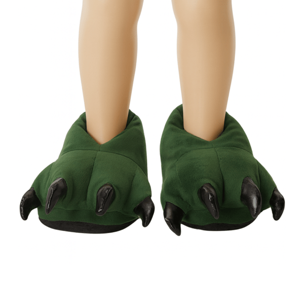 Mjuka barntofflor 3D-tassar gröna med klor 27-32