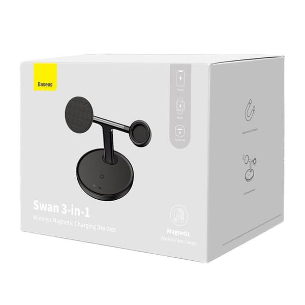 Baseus 3-i-1 15W MagSafe trådløs opladerstander (sort)