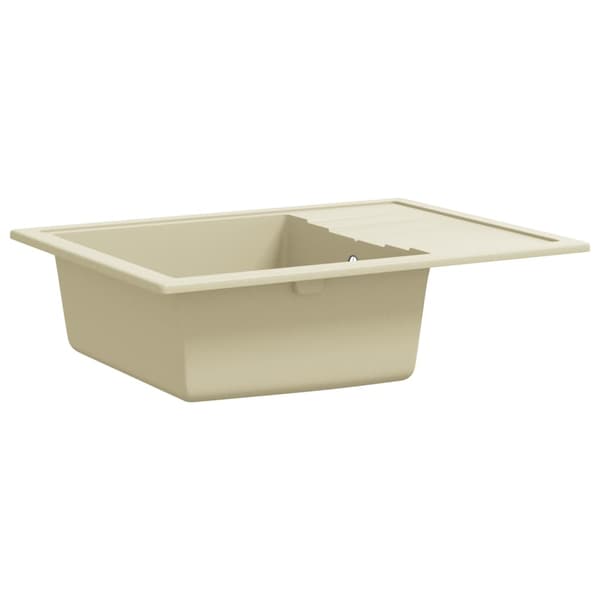 vidaXL Oval diskho med bräddavlopp beige granit