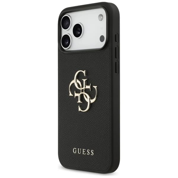 Guess Grained Big 4G & Classic Logo cover til iPhone 17 Pro Max - sort