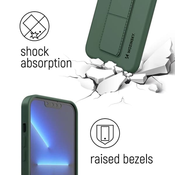 Wozinsky Kickstand Case silikonikuori jalustalla iPhone 12 Pro Max musta