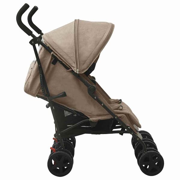 vidaXL tvillingeklapvogn, taupe, stål