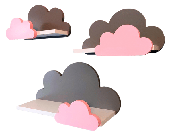 Cloud Shelves Sæt med 3 Moli Galaxy - Grå og Pink