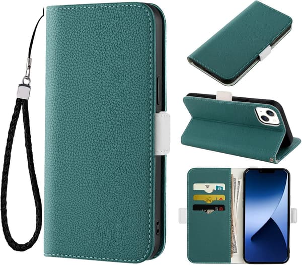 Læderetui til iPhone 14 med flip-cover