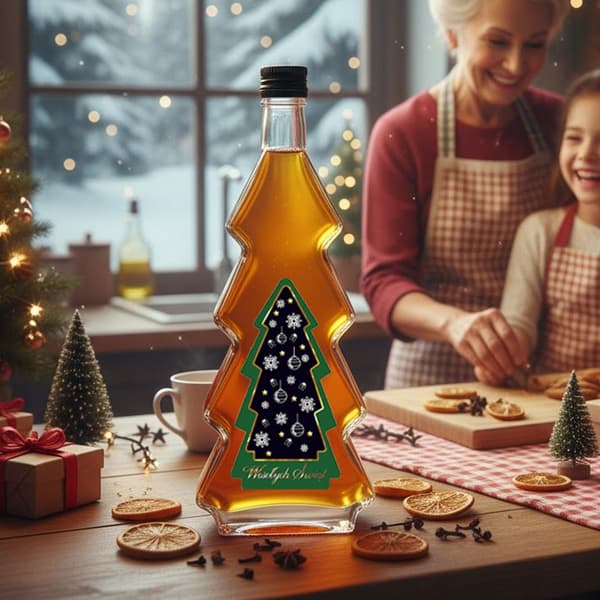 5x JULGRANSFLASKOR 500ml + JULGRANSFLASKOR MED ETIKETT för jullikörer och vin