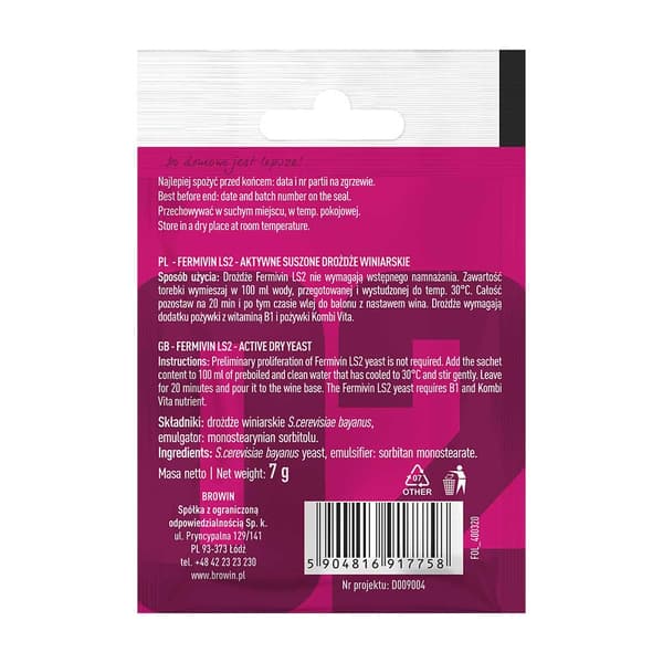 Fermivin LS2 viinihiiva, 7 g