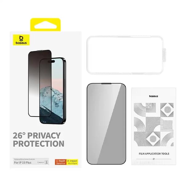 Baseus Diamond Privacy Hærdet Glas iPhone 15 Plus