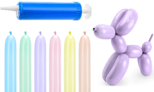 Pastellfärgade polymerleraballonger 130 cm med pump, 1 förpackning