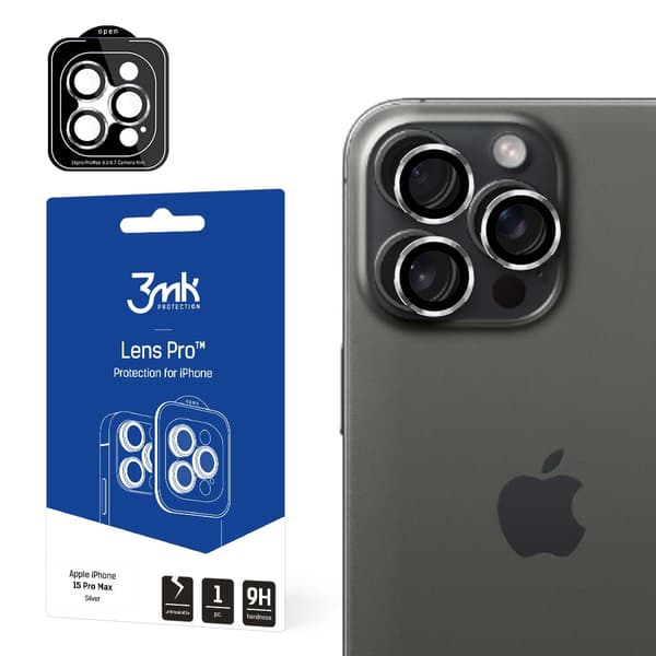 Apple iPhone 15 Pro Max linssskydd Pro Silver