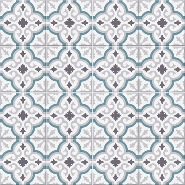 Dekorativ porslinskakel Orly blå patchwork 20x20 cm klass I