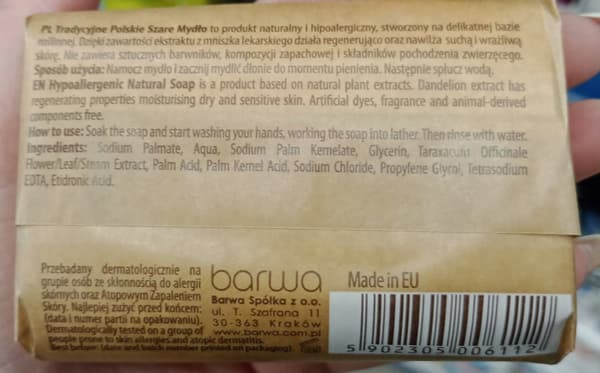 Hypoallergenisk grå sæbebar 100 g