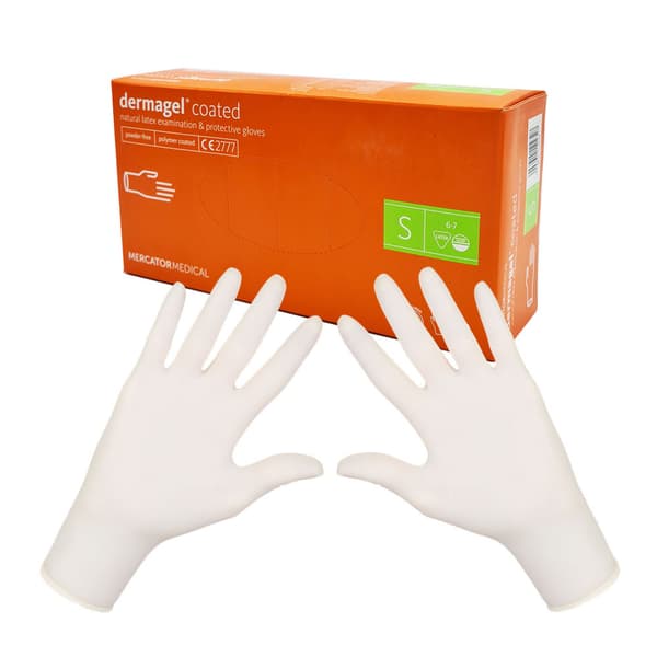 S Mercator Dermagel-belagte latexhandsker 100 stk.