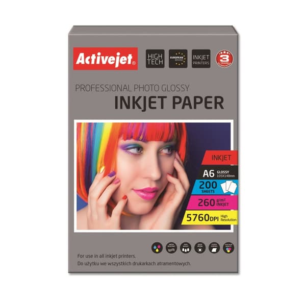 ActiveJet A6 fotopapper 200 st AP6-260GR200