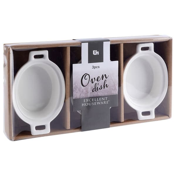 Porcelæns bageskåle hvid 120 ml 3 stk.