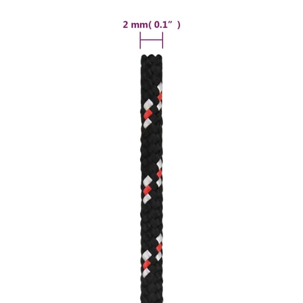 vidaXL sejlreb, sort, 2 mm, 50 m, polypropylen