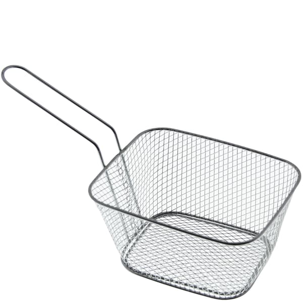SERVERINGSKURV TIL POMMES FRITES OG SNACKS MINI STÅL SØLVKURV