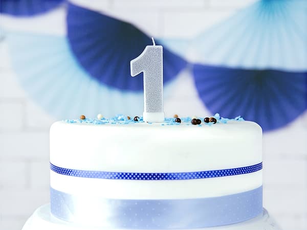 Numerokynttilä 1 hopea 1 kpl.