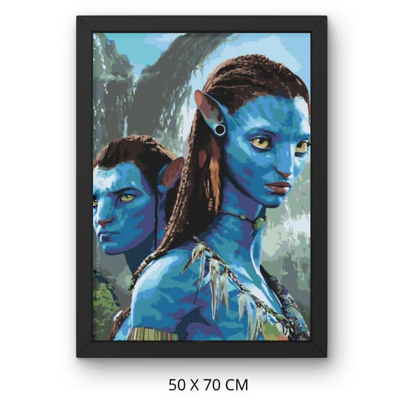 Måla efter nummer-bild med ram Jake och Neytiri Avatar 50x70 cm