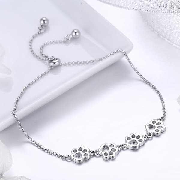 Silverarmband med klor och justerbar längd, 925 silver
