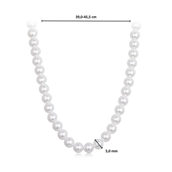 Silverhalsband med pärlor, 925 silver, storlek S, 45 cm