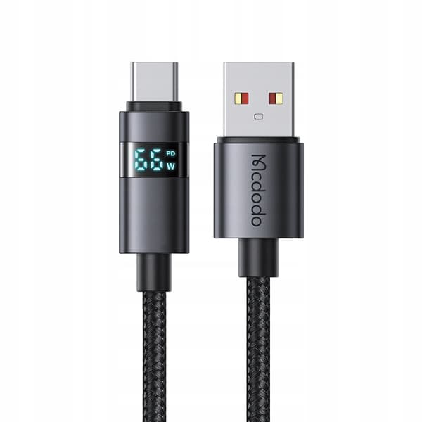 MCDODO KABEL MED DISPLAY USB-C HURTIGOPLADNING USB TYPE C 5A 66W 1M