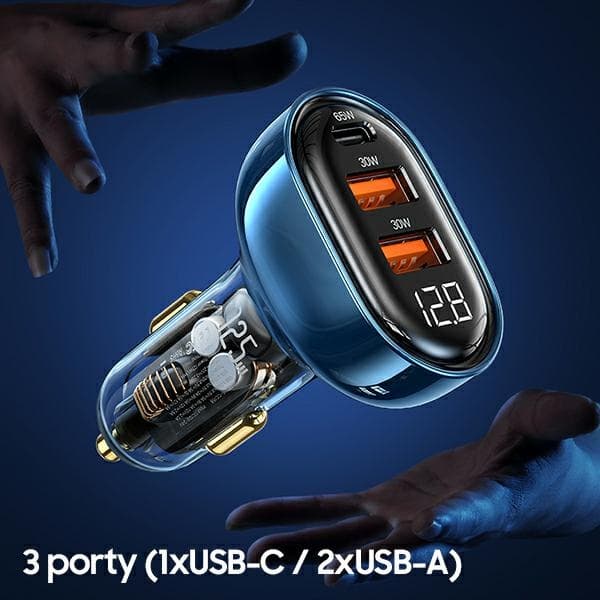 USAMS Lad. sam. 2xUSB+1xUSB-C 125W Fast Charge transparent sort CC158CC01 (US-CC158)