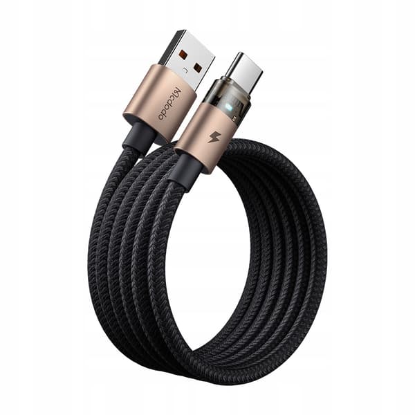 MCDODO KABEL USB-A USB-C SNABBLADDNING USB TYP C 6A 100W 1M LED GULD