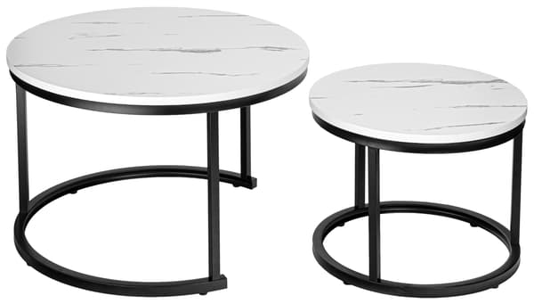 Set med två Galen vit marmor loftbord