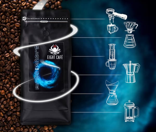 Friskristede kaffebønner, blanding af sorte huller, 50 g
