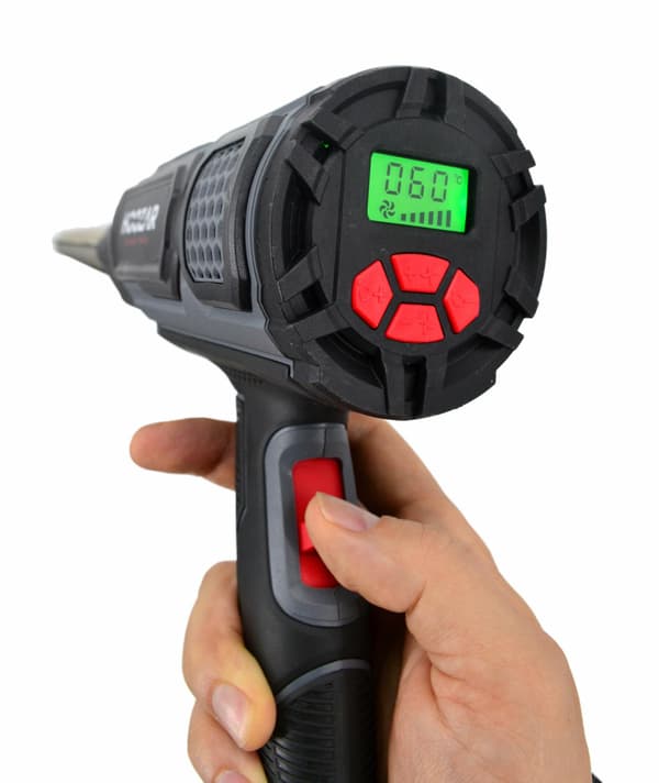 HOOZAR 2000W VARMEPISTOL MED REGULERING OG TILBEHØR LCD-DISPLAY