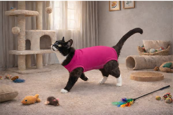 Amarantee postoperativ kattdräkt storlek M bomull bekväm