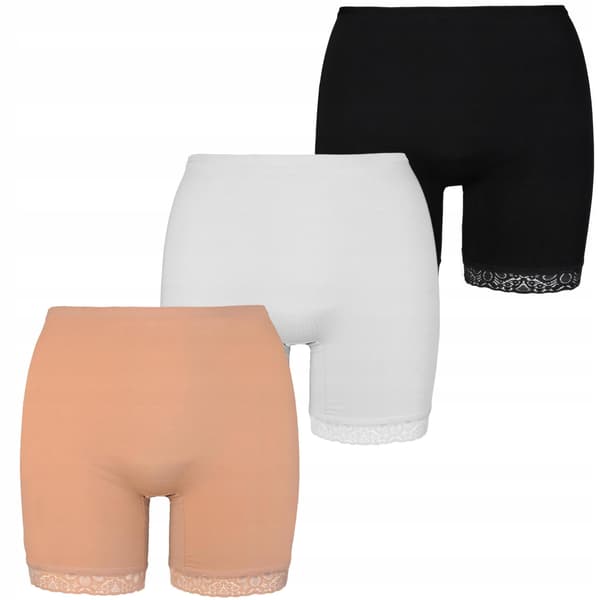 Dam Reform Trosor Bomullsshorts med Spetsben 3 ST MORAJ 2XL