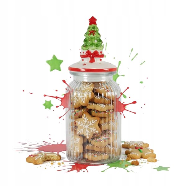 3x julglasburkar för pepparkakor och godis