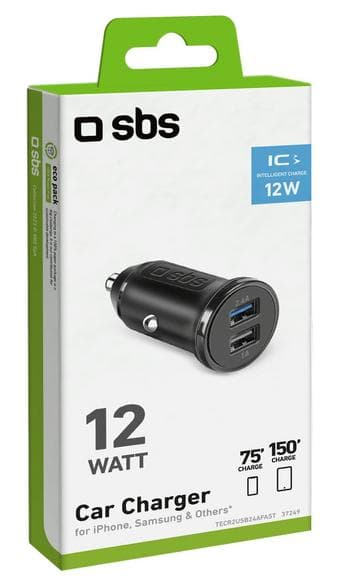 SBS Biloplader 2xUSB/2.4A Sort TECR2USB24AFAST