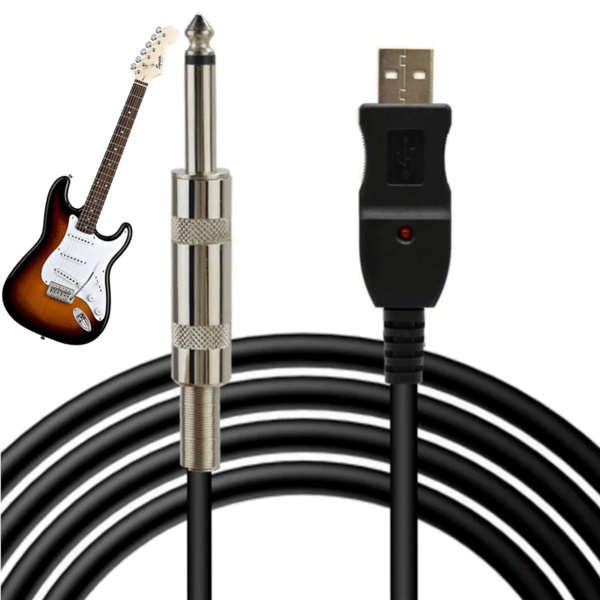 Guitarinterface adapter JACK 6,3 mm - USB 2.0 A kabel på 3 m