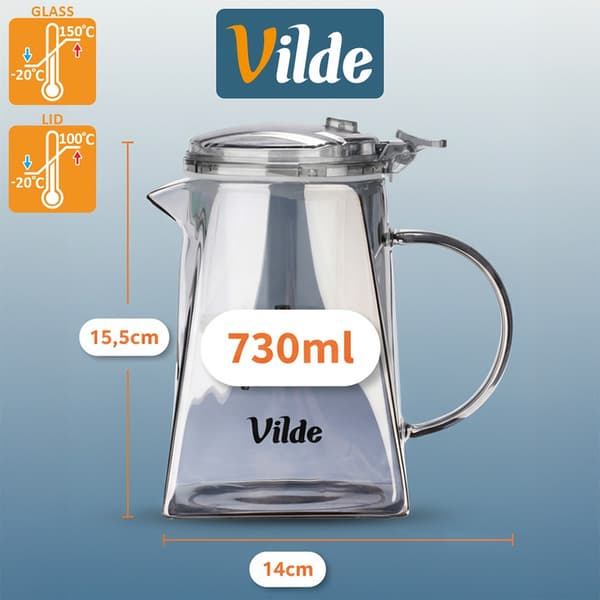 Glaskande med trækspand til te 730 ml