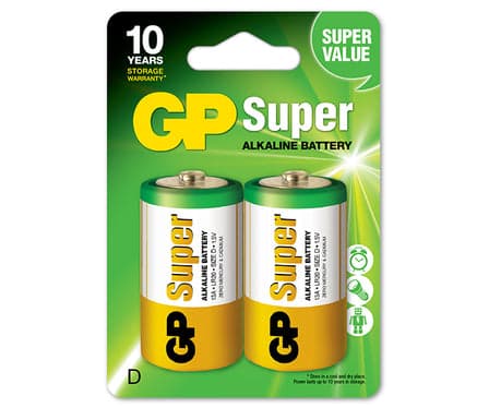SUPER ALKALIN BATTERI LR20 D 1,5V 2 STK. - GP13A-U2