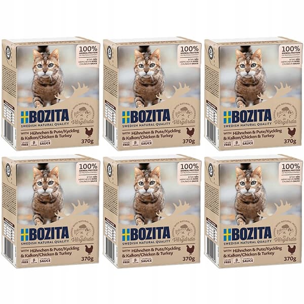 BOZITA våtfoder för katter, köttbitar med fågel, 6x370g