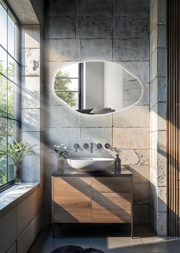 Spegel LED 90x65 cm Irreguljär Form Oval ARVEN