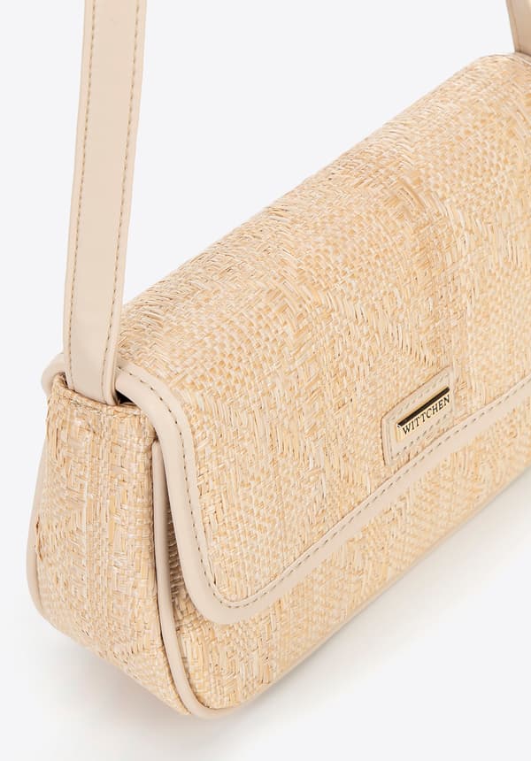 Wittchen dam flätad crossbody-väska med klaff liten beige polypropylene