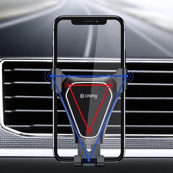 Crong Gravity Auto-Clip Bilholder - Gravity bilholder til 4,7"-6,5" telefoner (sort)