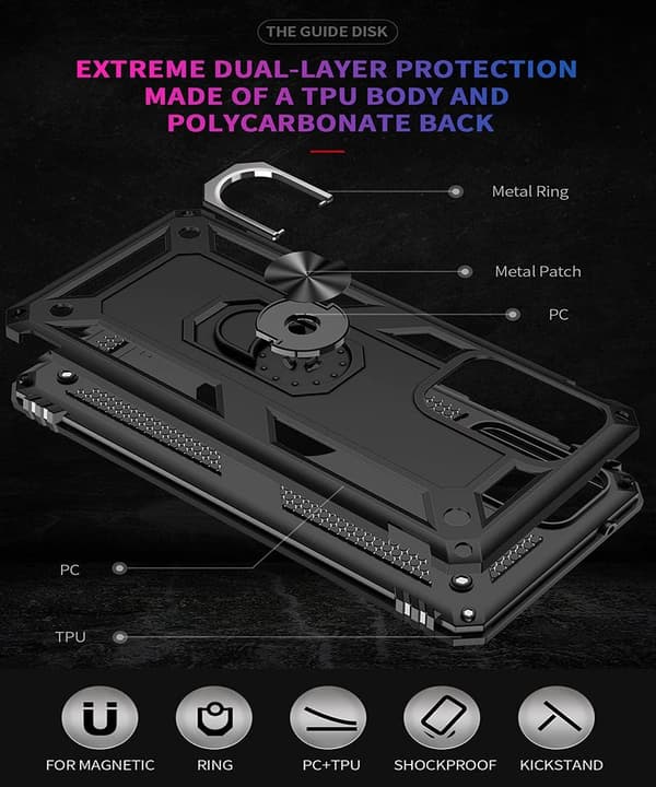 ETUI TIL SAMSUNG GALAXY A52/A52 5G SORT RINGHOLDER SM-A525F SM-A526B