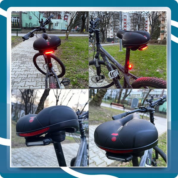 Komfortabel bred cykelsadel til den nye 2024-model + LED-lys