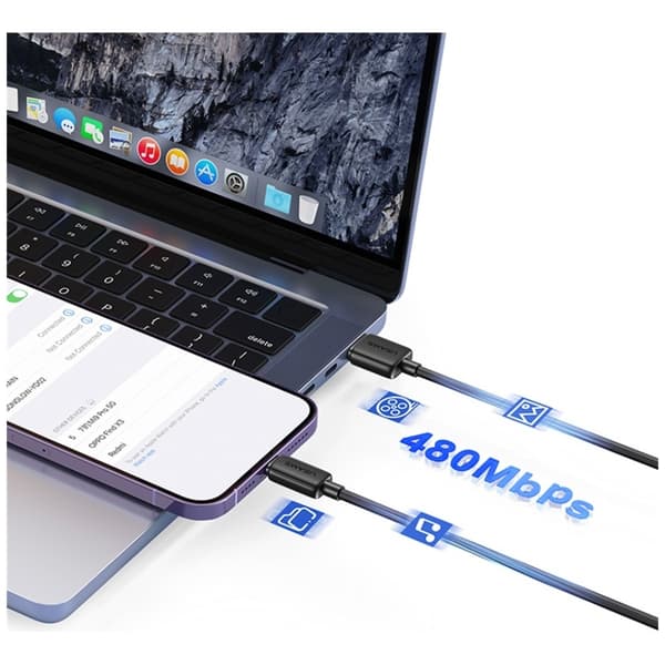 USAMS KY-serien US-SJ689 2.4A USB-A til Lightning-kabel 1m sort
