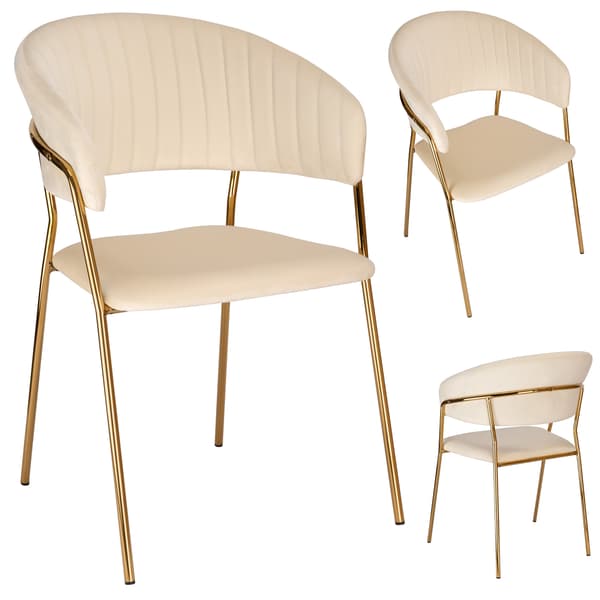 Beige fløjlsstol COLIN GOLD