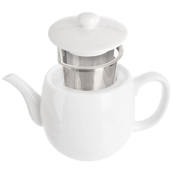 Hvid porcelæns te-kande med infuser MONA 700 ml