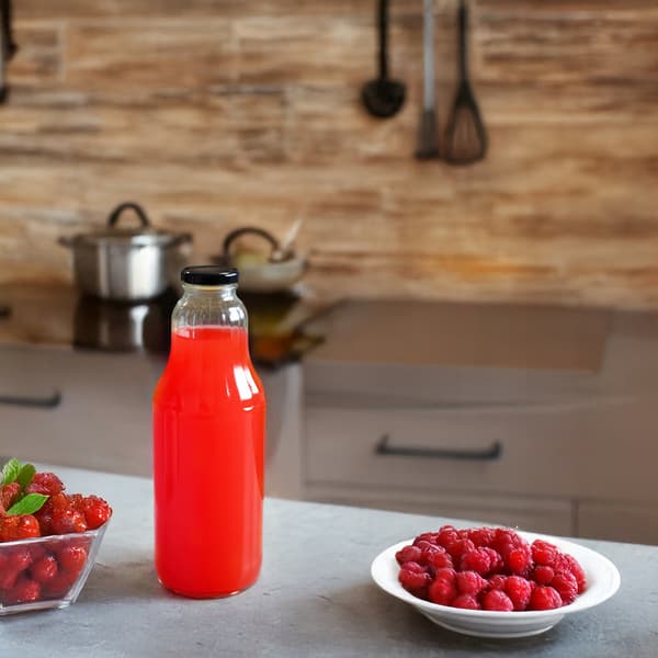 5x FRUIT 1L flasker glaskrukker til juice 1000ml + låg